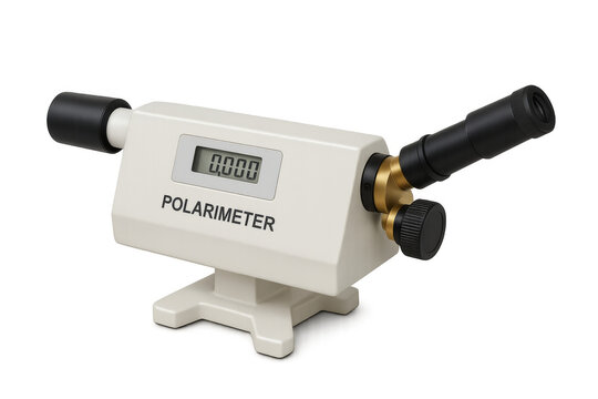 Digital polarimeter measuring optical rotation in science laboratory