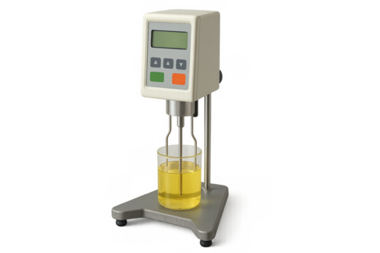 Viscometer measuring liquid viscosity in laboratory experiment