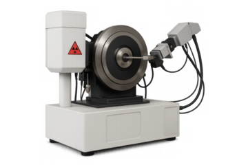 X-ray diffractometer performing material analysis on transparent background