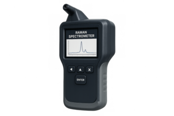 Handheld raman spectrometer displaying analysis data on screen