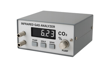 Fototapeta premium Infrared gas analyzer displaying co2 percentage on digital screen