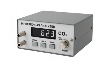 Infrared gas analyzer displaying co2 percentage on digital screen