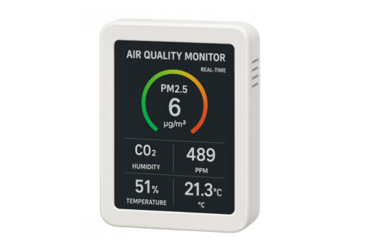 Air quality monitor detecting indoor environment metrics