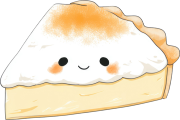 Cute Cartoon Slice of Lemon Meringue Pie with Smiling Face.