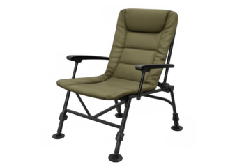 Green adjustable camping chair for outdoor fishing activities