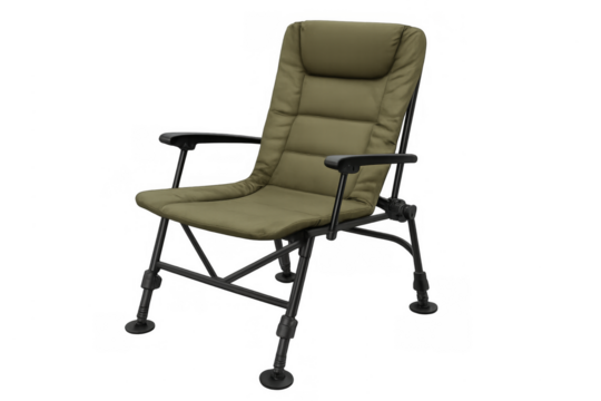 Green adjustable camping chair for outdoor fishing activities