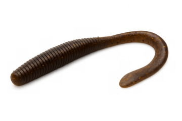 Brown plastic soft worm fishing lure bait