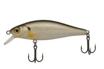 Fishing lure bait with treble hooks transparent background