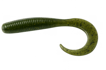 Green soft plastic fishing lure bait with curly tail