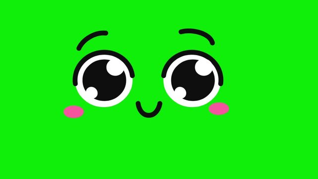 Smiling Cute Emoji With Round Eyes Suitable For Happy Reaction, Fun Clip, Cartoon Overlay