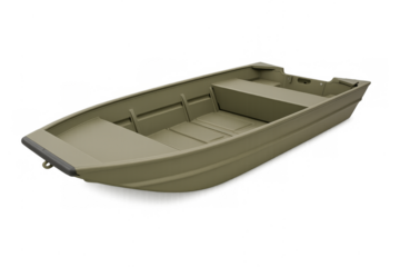 Green jon boat fishing utility vessel transparent background