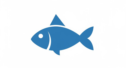 Obraz premium ai generative vextor Flat design fish icon, simple shape, solid blue, white background