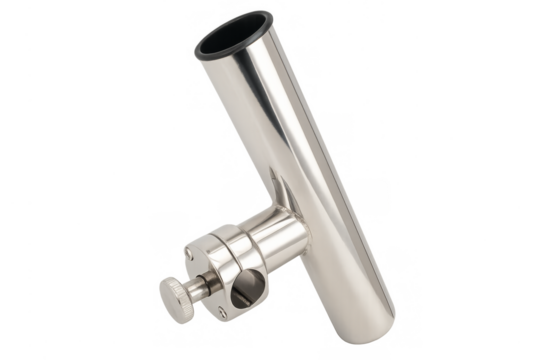 Stainless steel fishing rod holder with clamp mount