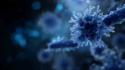 Digital rendering of bacteria and virus structures, concept of molecular science, healthcare and biological innovation bacteria rendering, virus structures, molecular science, heal