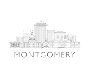 Obraz premium Montgomery, Alabama, cityscape illustration skyline drawing