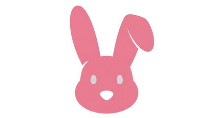 Fototapeta premium ai generative vextor Minimalist rabbit face icon, flat style, rounded edges, pastel pink, white background