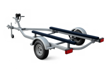 Empty boat trailer for marine vessel transport