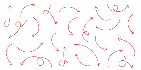 Set of hand drawn arrows. Simple arrows collection isolated on white background. Arrow mark icons vector.