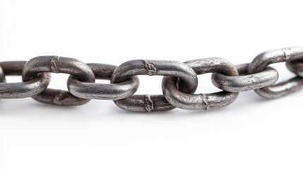Obraz premium Broken Chain Link Isolated on White Background Photorealistic Metal Surface Detail
