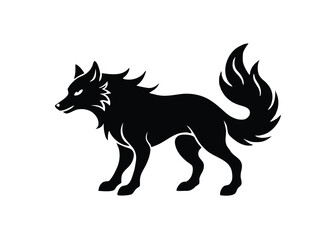 dark wolf flame silhouette vector icon