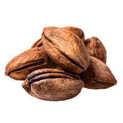 Obraz premium Delicious Healthy Pecan Nuts Close-Up Isolated