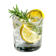Refreshing Close-up of Gin Tonic Cocktail with Lemon Slices