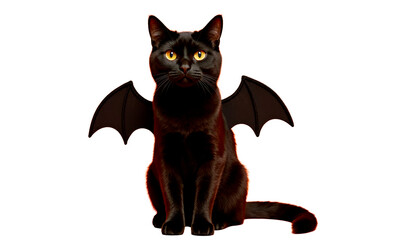 Obraz premium Black cat with bat wings on a transparent background