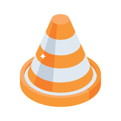 Creatively crafted isometric icon of traffic cone, delivery zones and logistics safety