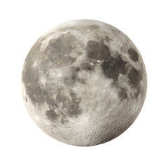 Obraz premium Crisp Full Moon on White Background Isolated - Lunar Night Sky Photo