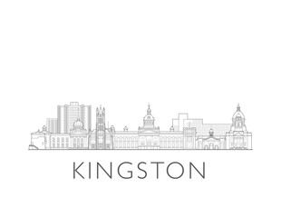 Naklejka premium Kingston, Ontario, Canada cityscape illustration skyline drawing