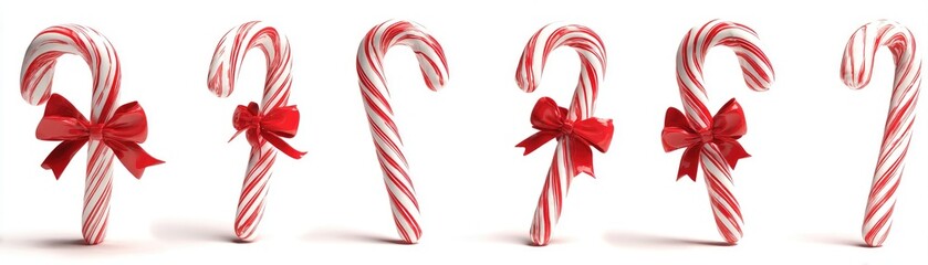 Four candy canes with red bows