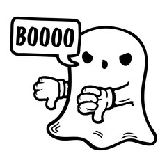 Ghost Boo Thumbs Down Halloween Funny Disapproval Comic