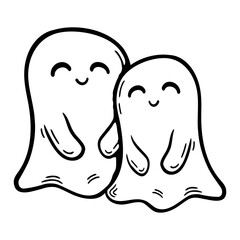 Cute Ghost Couple Cuddling Halloween Love Romantic Adorable