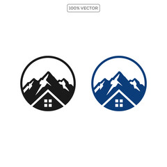 Mountain house combination logo design vector illustration template