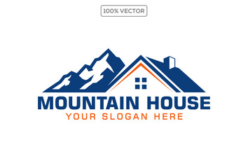 Mountain house combination logo design vector illustration stock template