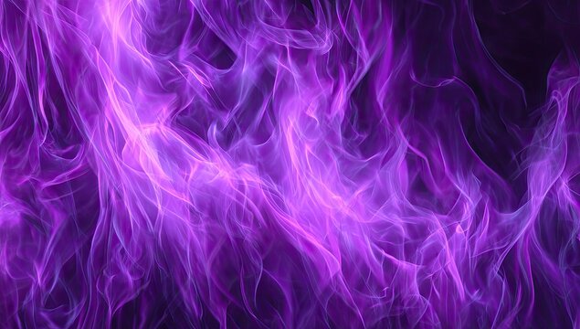 Abstract image of billowing flames in shades of purple and magenta against a dark background