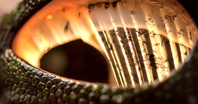 Close-up of a snake's scales with a glowing background, showcasing nature's beauty