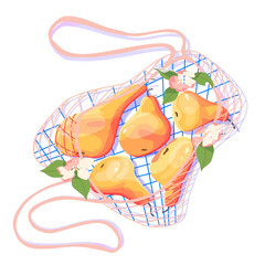 Vector illustration of pear in a grid isolated on white background.