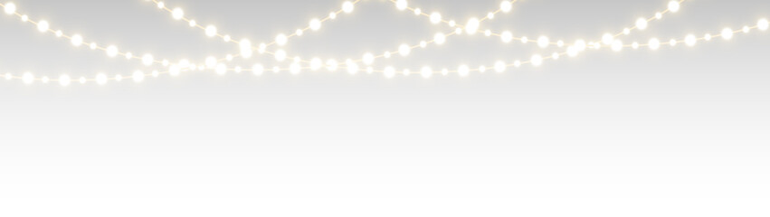 png golden Christmas light garland with shiny festive decoration
