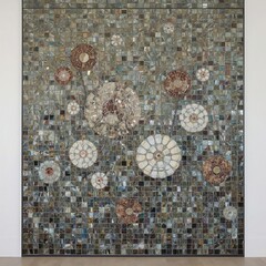 seamless floral background, vintage interior design, stone wall background