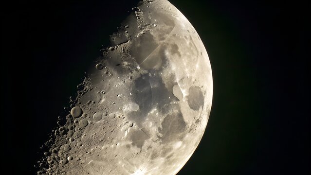 Crescent of a young moon with a large increase. Moon. view through a telescope. The moon with