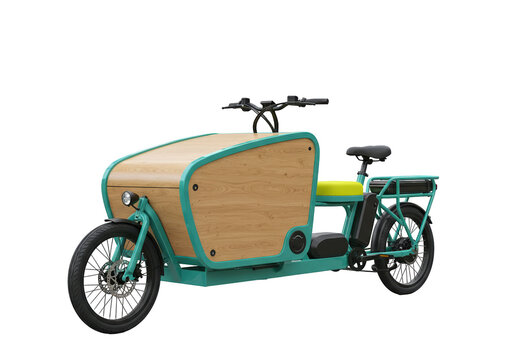 Cargo bike isolated on transparent background, electric bicycle for family and urban transport - Powered by Adobe