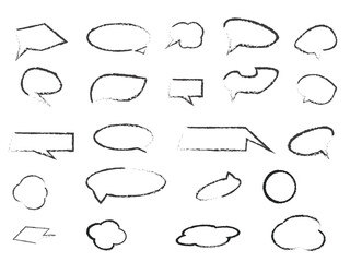 Fototapeta premium Hand draw massage icon. Collection of hand drawn speech bubbles and various abstract shapes