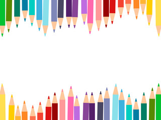 Colorful Pencil Border Vector Illustration with Rainbow Hues for School, Art, and Education Design