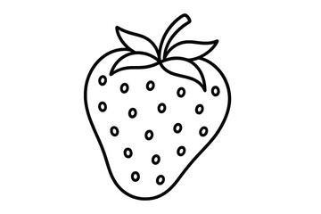 Minimalist black outline strawberry icon isolated on transparent background