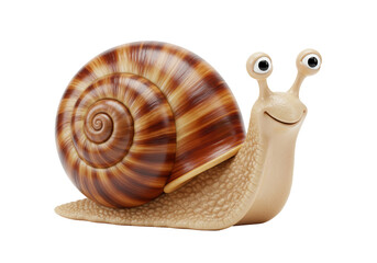 Cartoon snail with big eyes isolated on transparent background, cute gastropod character for kids