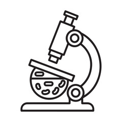 Microscope with biological specimens examining science laboratory equipment isolated on white background