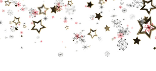 A whimsical background of golden stars and delicate snowflakes perfect for winter holiday projects and greetings. This image evokes a feeling of