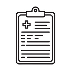 Medical clipboard with patient chart and cross symbol isolated on white background