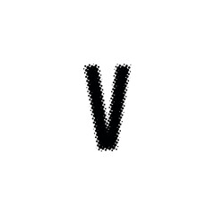 Creative pixelated black letter v on white background
